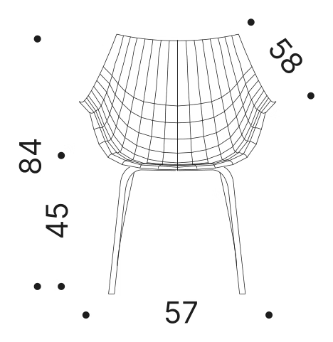 Meridiana Metal Chair by Driade, size drawing