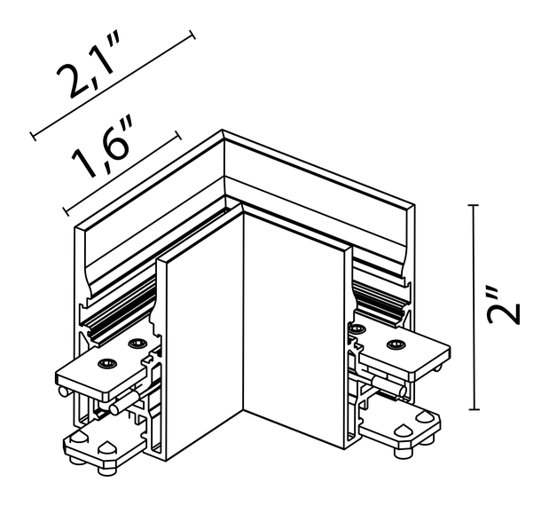 The Tracking Magnet Suspension Up&Down Track by Flos, size drawing: The Tracking Magnet Suspension Up&Down Profile 90º Mechanical Corner