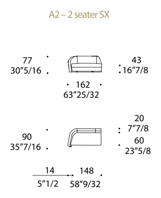 Stratum Sofa by Reflex, size drawing 2