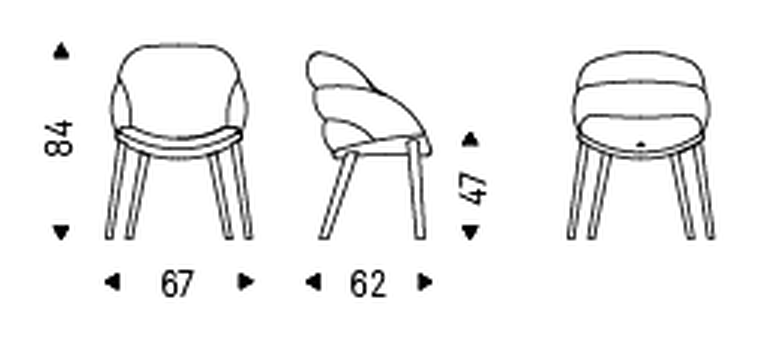 Camilla Dining Chair by Cattelan Italia, size drawing