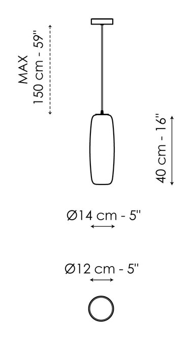 Bio-S Lamp Collection by Bonaldo, size drawing: 1 light suspension