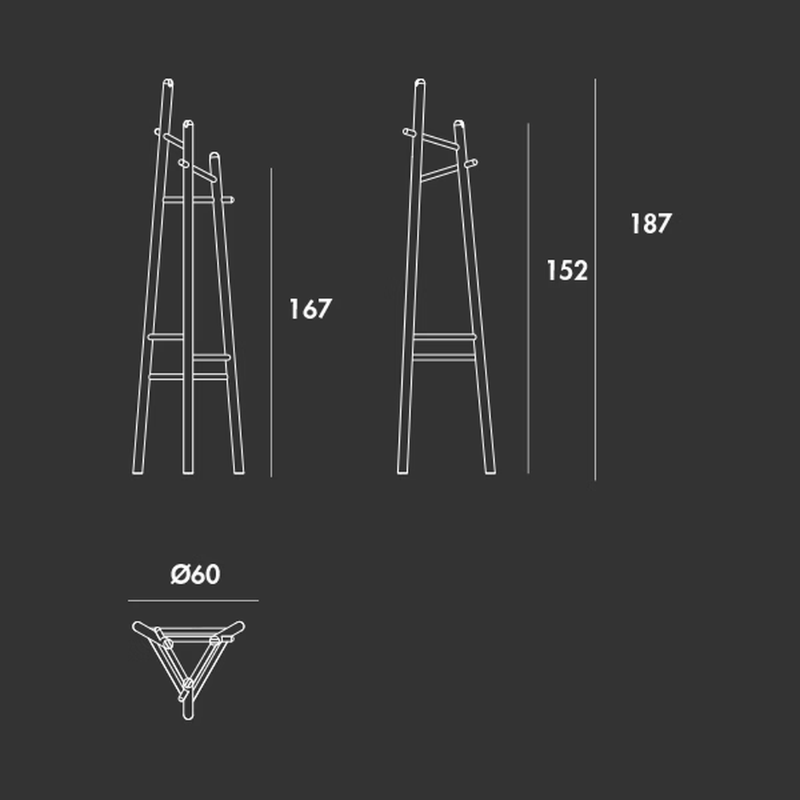 Sakti Coat Hanger by Sovet, size drawing