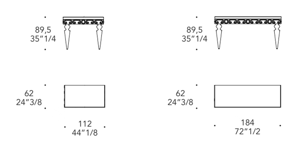 Casanova Mobile Console by Reflex, size drawing
