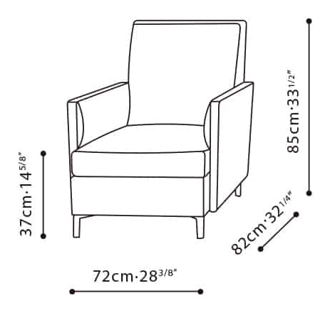 Cozi Chair by Camerich, size drawing: C02H0601
