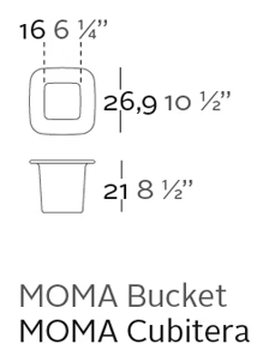 Noma Ice Bucket by Vondom, size drawing