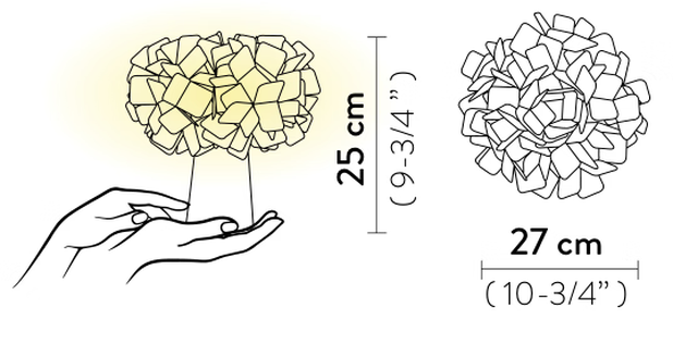 Clizia Battery Table Lamp by Slamp, size drawing