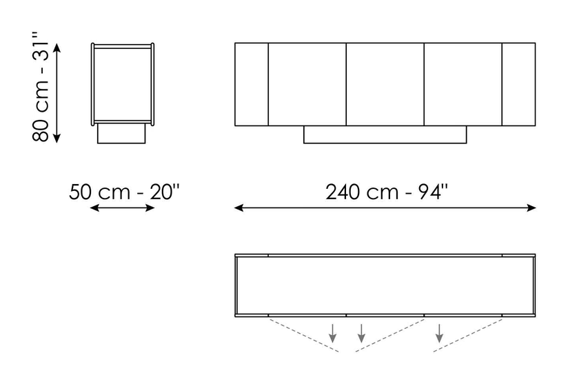 Spy Sideboard by Bonaldo, size drawing