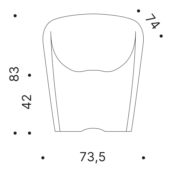 MT1 Armchair by Driade, size drawing