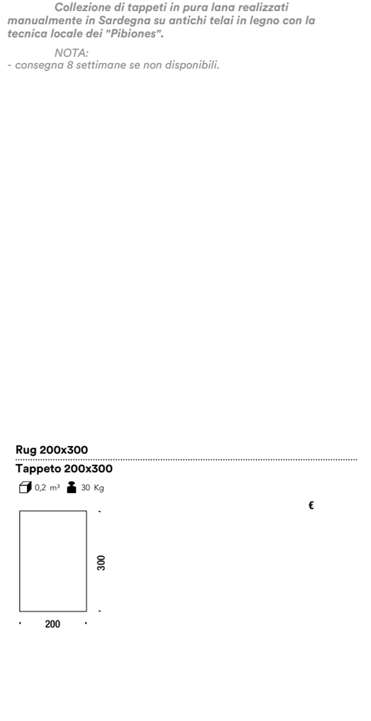 Sardinian Rugs by Moroso, size drawing