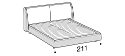 Bend Bed by Ditre Italia, size drawing: King size bed for 193x203 mattress