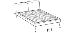 Sound Bed by Ditre Italia, size drawing: Double size bed for 160x200 cm mattress