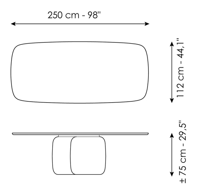 Mellow Dining Table by Bonaldo, size drawing 4