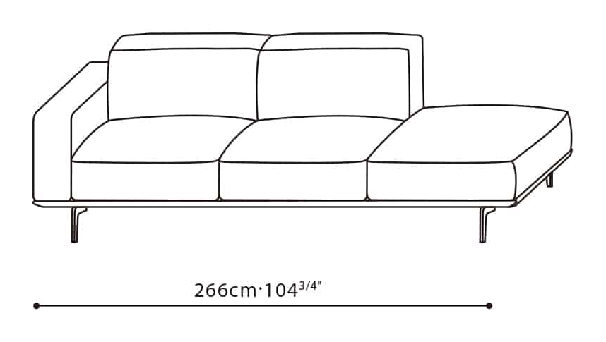 Moda Sofa by Camerich, size drawing: C01G0209