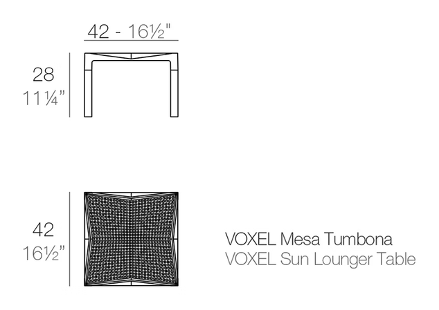 Voxel Side Table by Vondom, size drawing