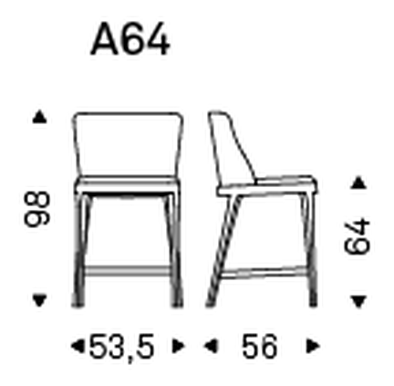 Magda Stool by Cattelan Italia, size drawing 2