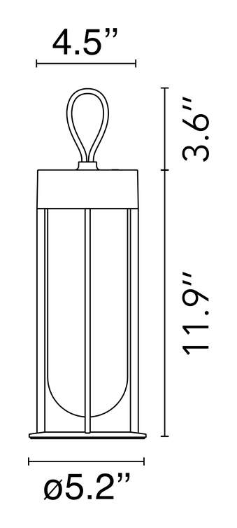 In Vitro Unplugged Table Lamp by Flos, size drawing