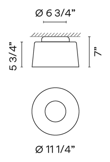 Tube Free Ceiling and Pendant Lamps by Vibia, size drawing: Model 6100