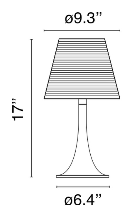 Miss K Table Lamp by Flos, size drawing