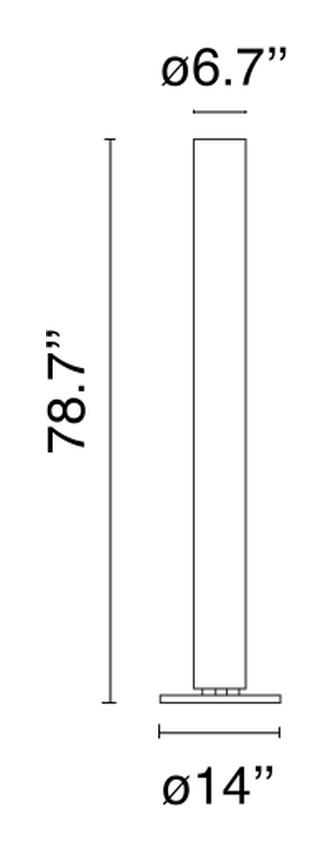 Stylos Floor Lamp by Flos, size drawing