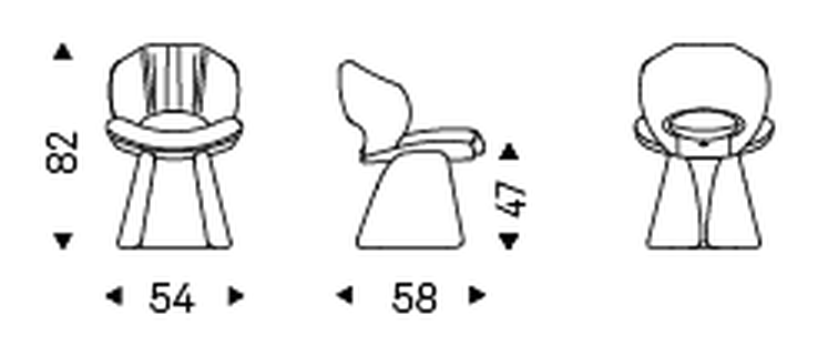 Dafne Armchair by Cattelan Italia, size drawing