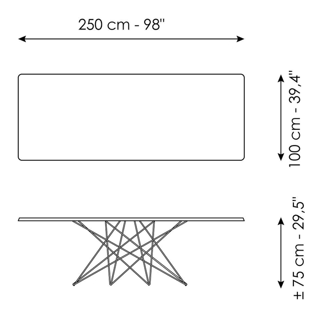 Octa Extendable Dining Table by Bonaldo, size drawing 3