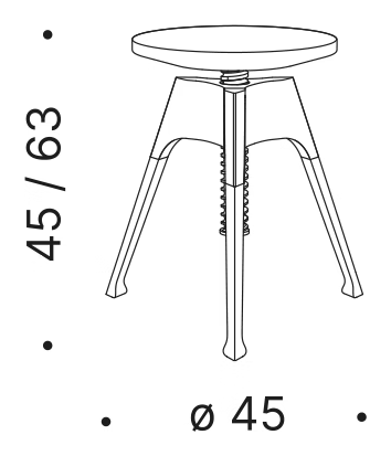 Portable Atelier Stool by Driade, size drawing