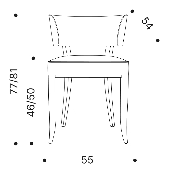 Neoneoz Chair by Driade, size drawing