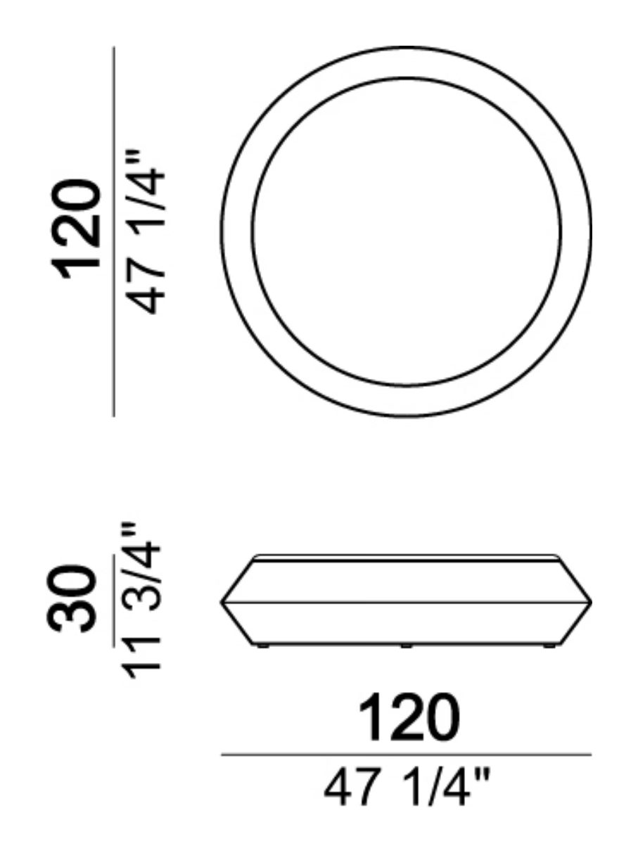Ufo Coffee Table by Arketipo, size drawing 2