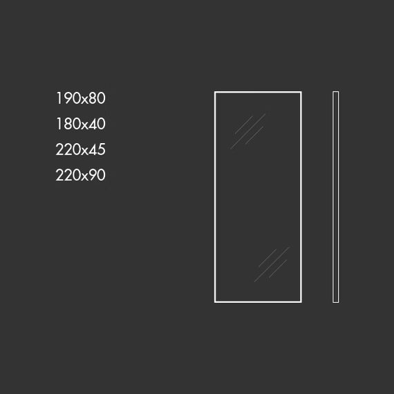 Visual Rectangular Mirror by Sovet, size drawing