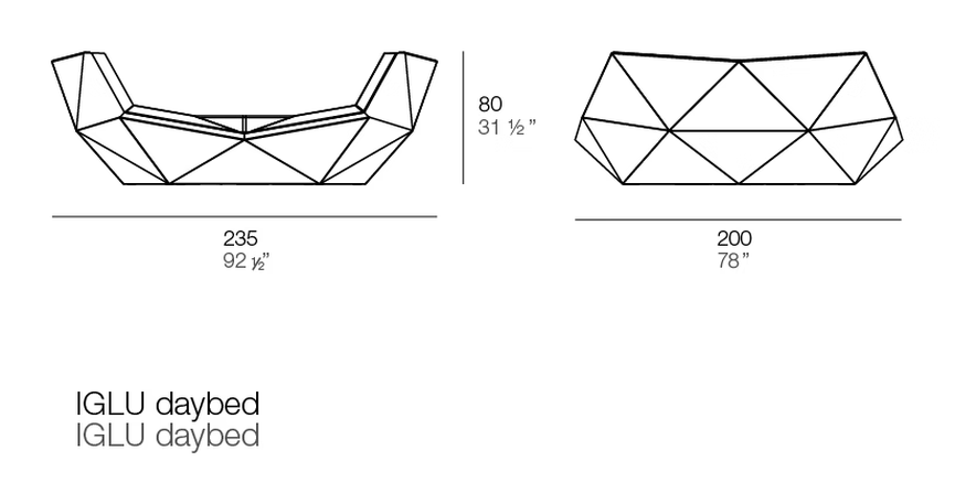Iglu Daybed by Vondom, size drawing
