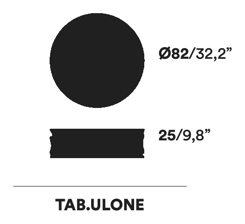 Tab.Ulone & Tab.Ulino Coffee Table by Opinion Ciatti, size drawing: TAB.ULONE