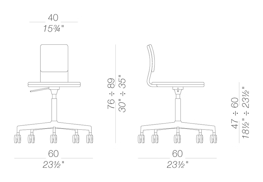 Lab S70 Stool by LaPalma, size drawing