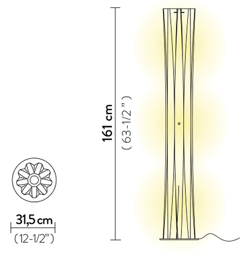 Bach Floor Lamp by Slamp, size drawing: Bach Floor XL