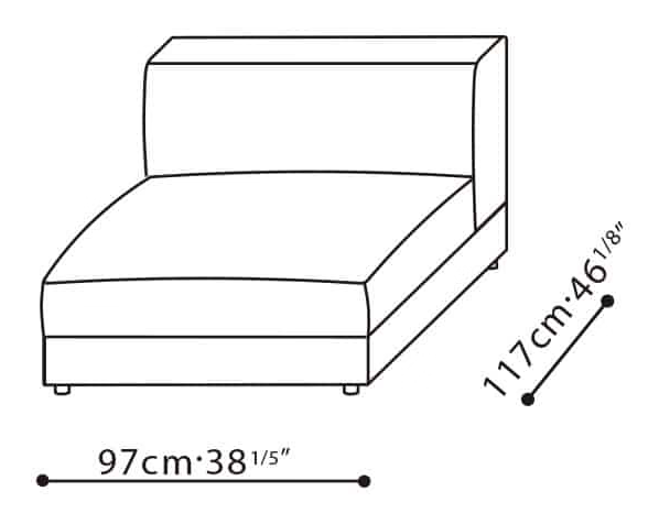 Nature Sofa by Camerich, size drawing: C01E0606