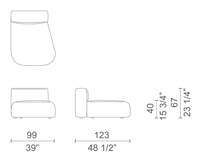Litos Sofa by Cappellini, size drawing: LT_1