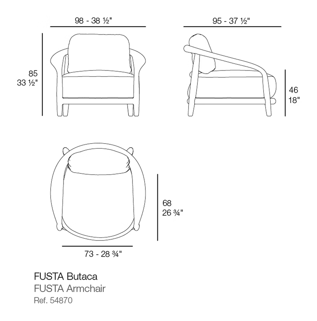 Fusta Lounge Chair by Vondom, size drawing