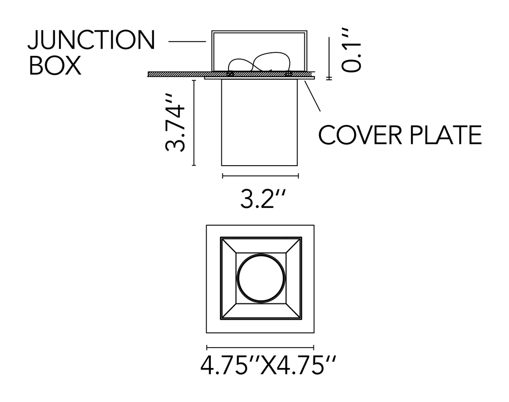 Kap 80 Surface Downlight by Flos, size drawing: Kap 80 Surface Square