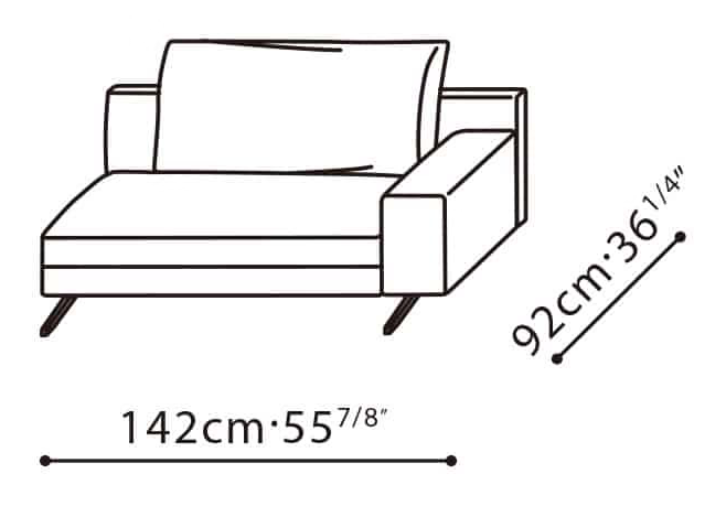 Wake Sofa by Camerich, size drawing: C01D0207