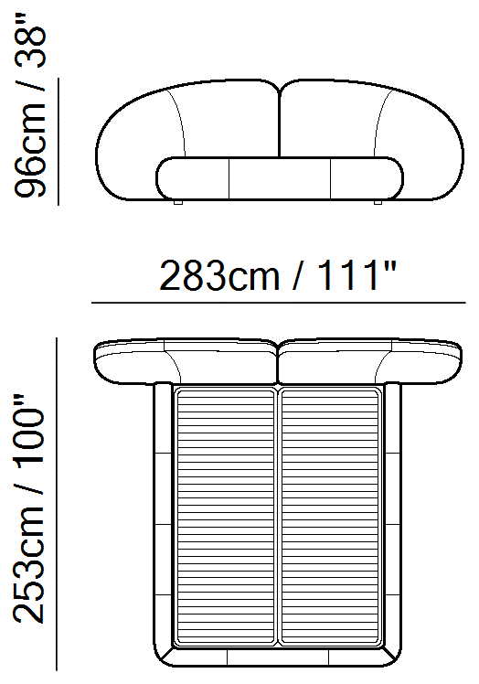 Memoria Bed by Natuzzi Italia: Bed with split mesh electric 160X200, outline drawing with sizes