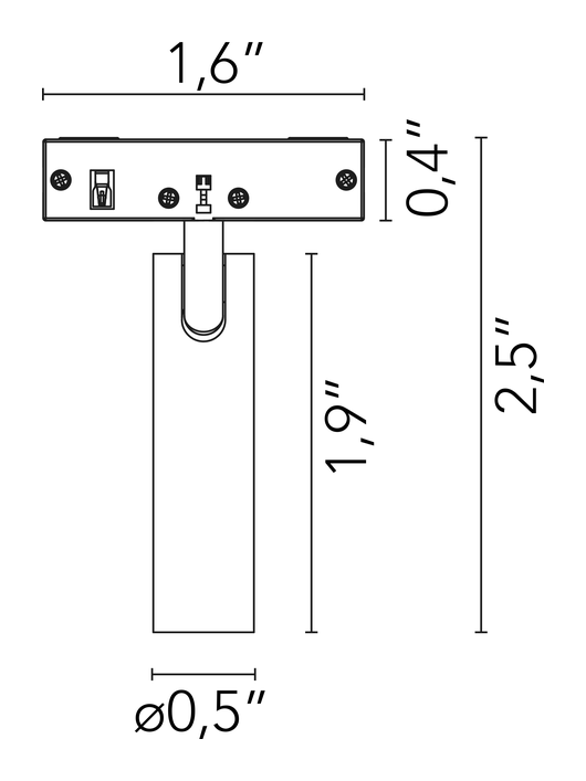 Nano Spot Track Module by Flos, size drawing