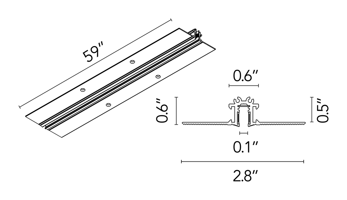 The Micro Running Magnet Recessed Track by Flos, size drawing: The Micro Running Magnet Recessed Profile
