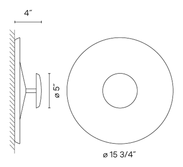 Top Wall and Ceiling Light by Vibia, size drawing: Model 1155