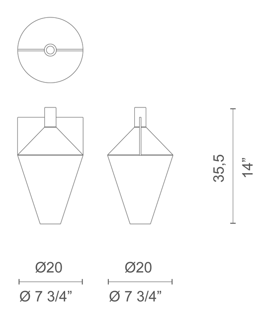 Jana Vase by Cappellini, size drawing: PO_1409B