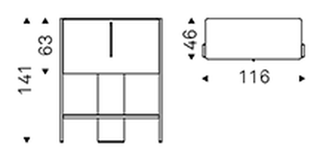 Cremona Bar Cabinet by Cattelan Italia, size drawing