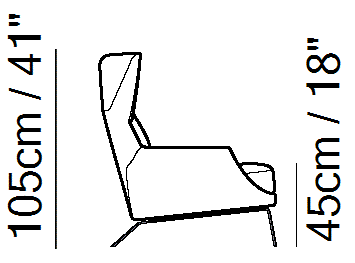 Clemmie Armchair by Natuzzi Italia, size drawing