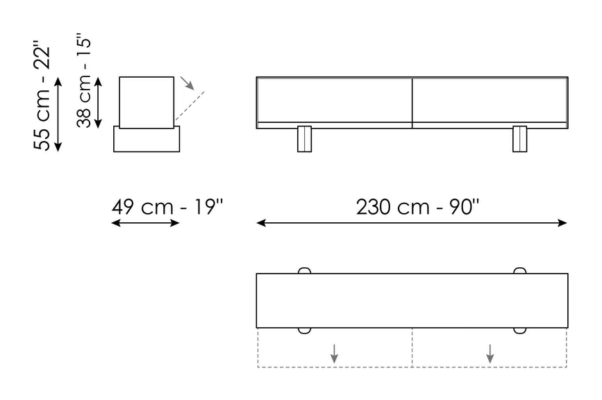 Blocco Sideboard by Bonaldo, size drawing: Blocco Sideboard low