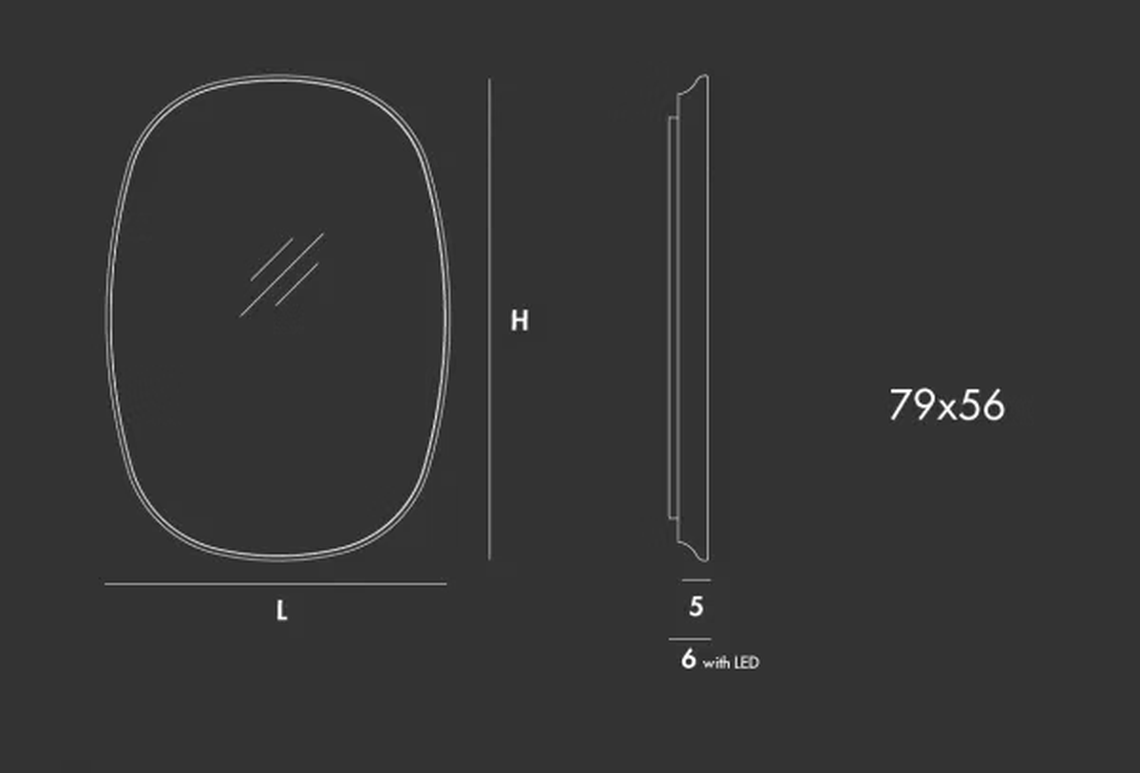 Slen Mirror by Sovet, size drawing