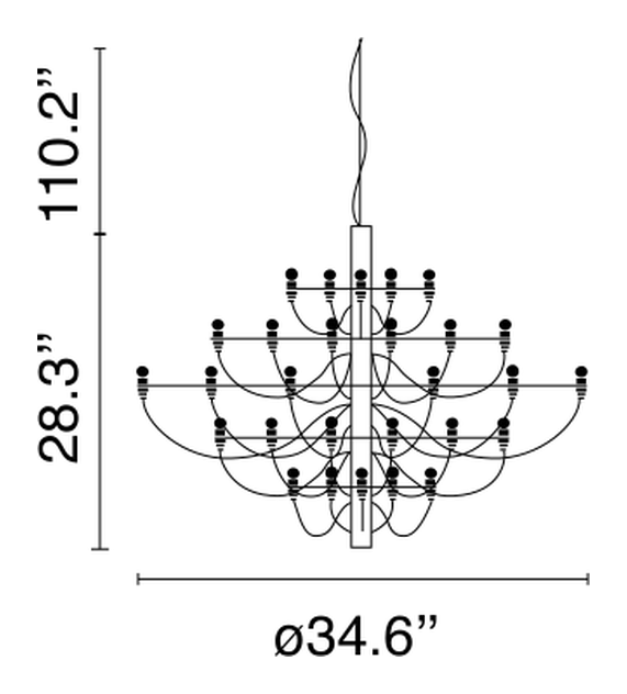 2097/30 Pendant Lamp by Flos, size drawing 2