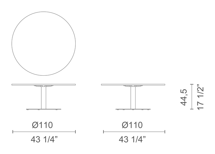 Break Lido Table by Cappellini, size drawing: BEO3B