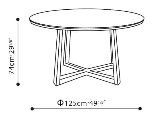 Vessel Round Dining Table by Camerich, size drawing